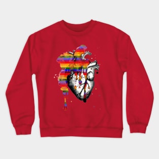 gay pride flag heart explode Crewneck Sweatshirt